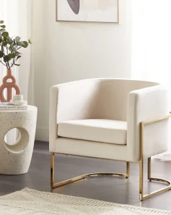 Poltrona Em Veludo Creme Sirkka