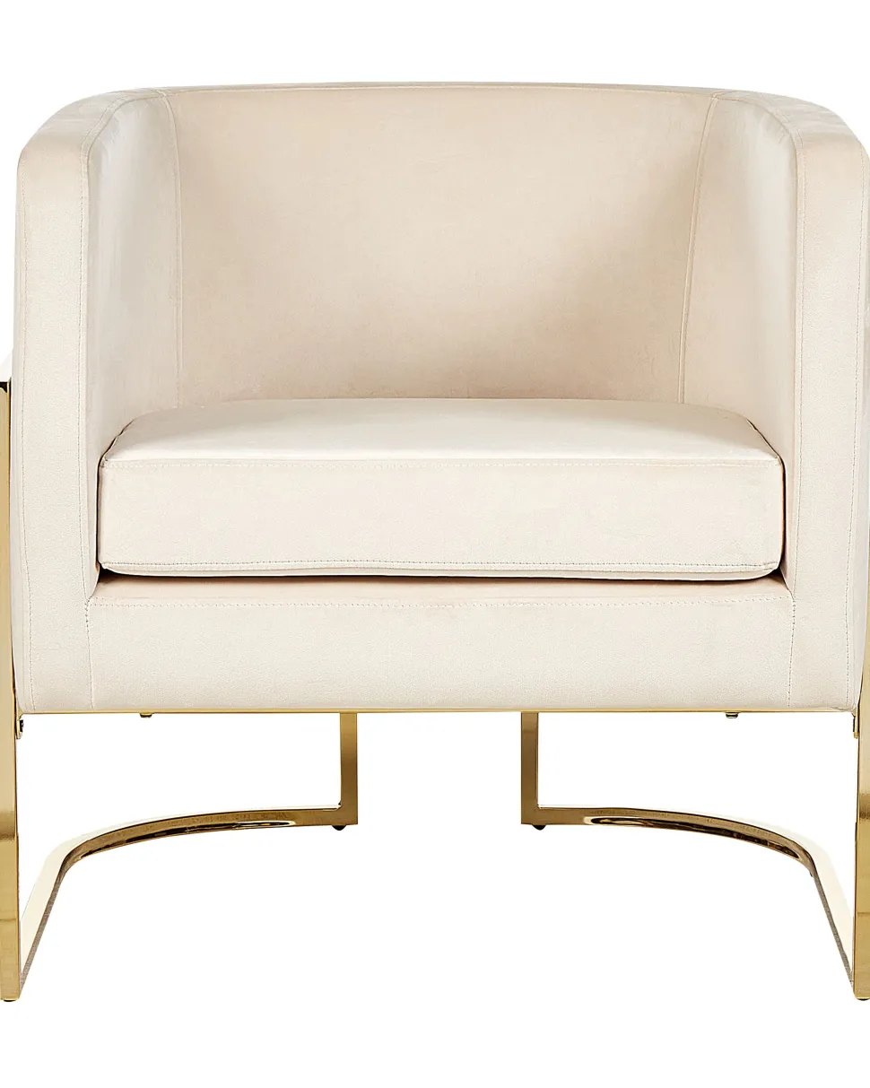 Poltrona Em Veludo Creme Sirkka