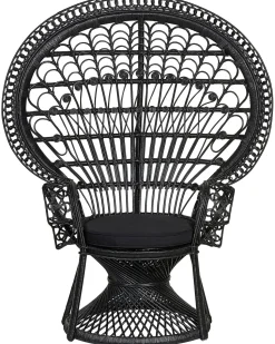 Poltrona Pavao De Rattan Preta Emmanuelle