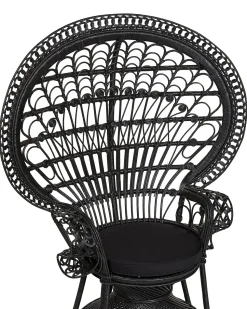 Poltrona Pavao De Rattan Preta Emmanuelle