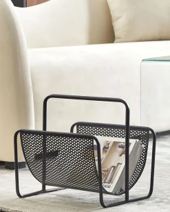 Porta Revistas Em Metal Preto Bela