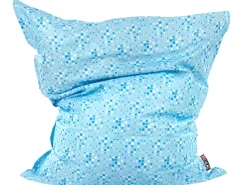 Pufe Almofada Com Padrao Bolas Azul E Branco 140 X 180 Cm Fuzzy