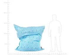 Pufe Almofada Com Padrao Bolas Azul E Branco 140 X 180 Cm Fuzzy