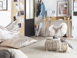 Pufe Almofada Prateado 140 X 180 Cm Fuzzy