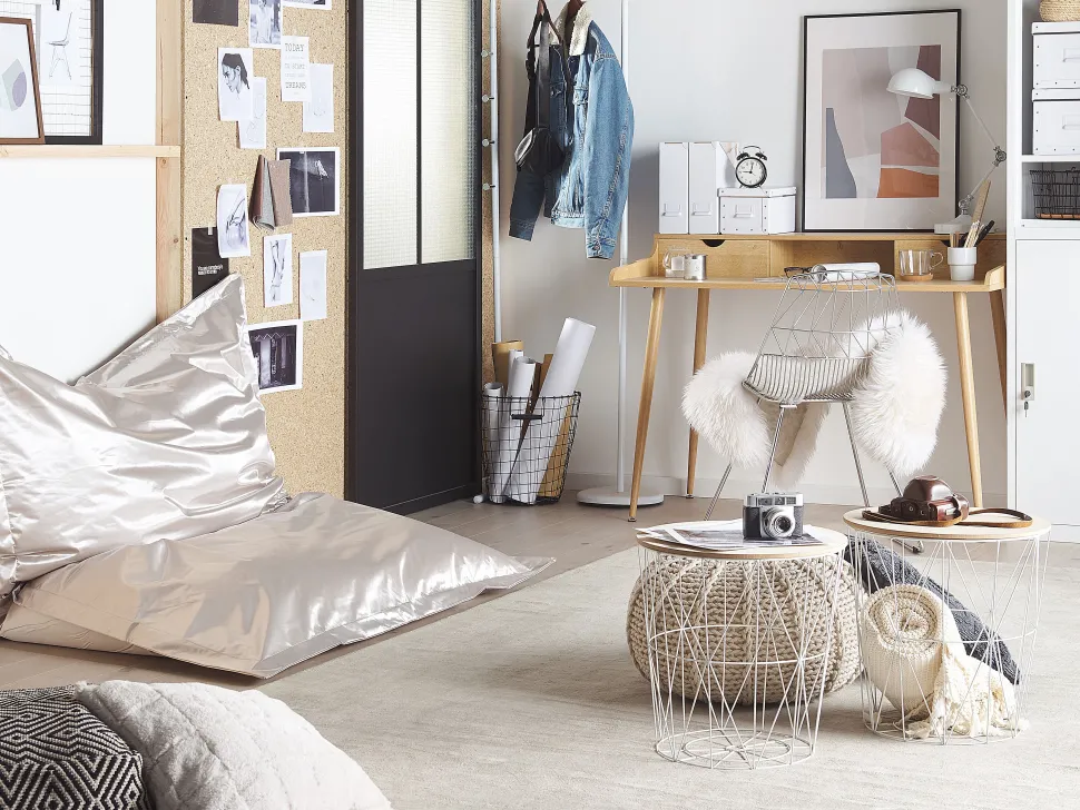 Pufe Almofada Prateado 140 X 180 Cm Fuzzy