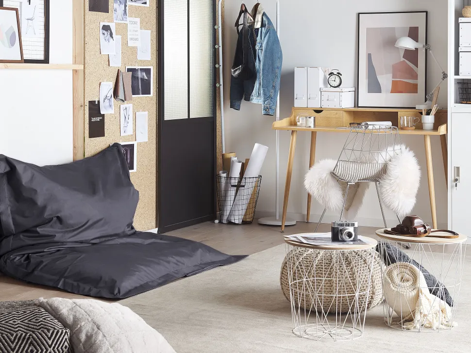 Pufe Almofada Preto 140 X 180 Cm Fuzzy