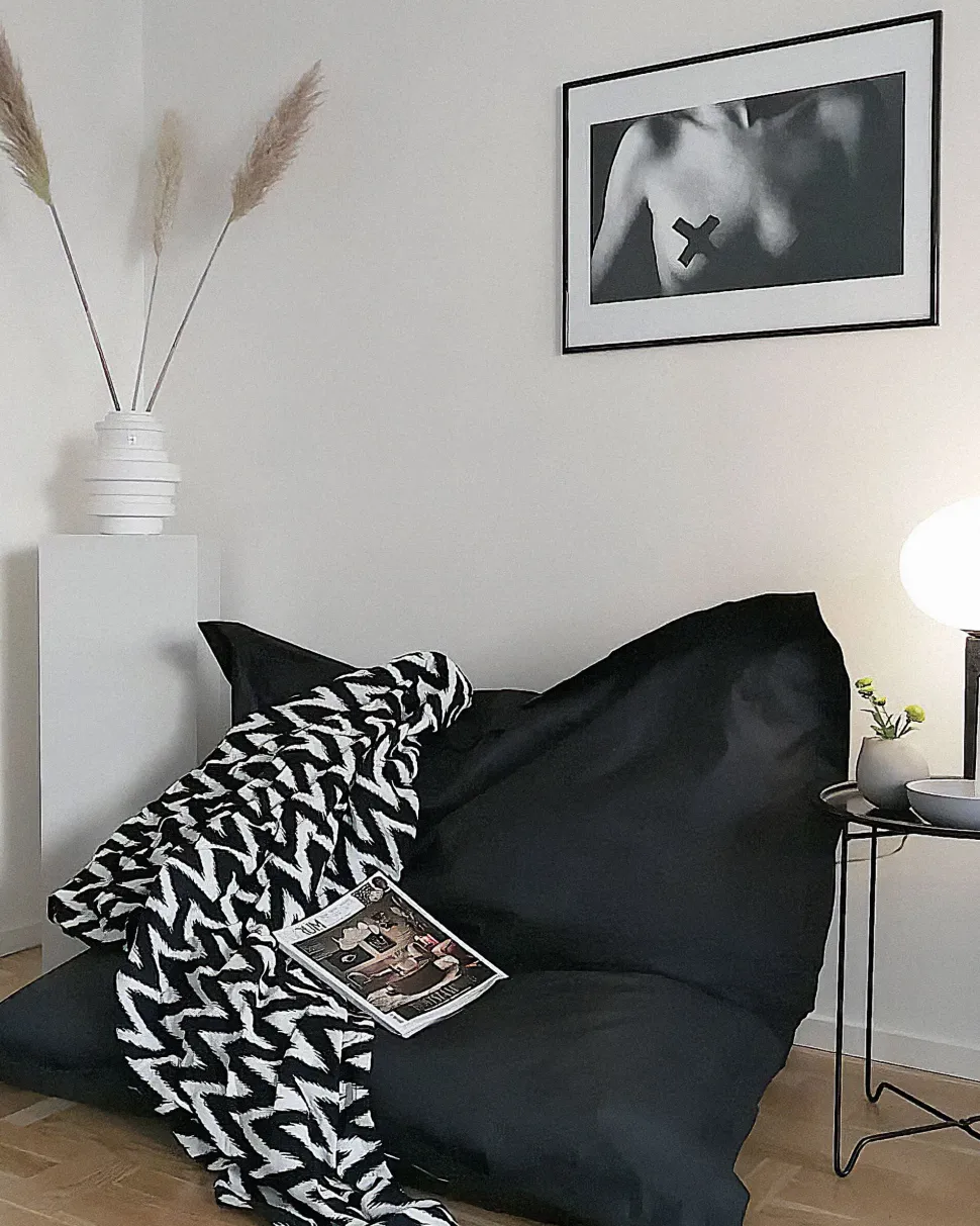 Pufe Almofada Preto 140 X 180 Cm Fuzzy