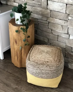 Pufe Amarelo 44 X 44 Cm Kirama
