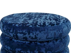Pufe Com Arrumação Em Veludo Azul Marinho 45 Cm Brewton