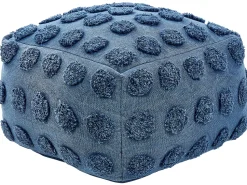 Pufe De Algodao Azul 50 X 50 X 35 Cm Vishvi