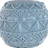 Pufe Em Algodao Macrame Azul 40 X 40 Cm Kayseri