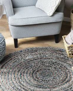 Pufe Em Algodao Macrame Azul 40 X 40 Cm Kayseri