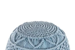 Pufe Em Algodao Macrame Azul 40 X 40 Cm Kayseri