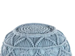 Pufe Em Algodao Macrame Azul 40 X 40 Cm Kayseri