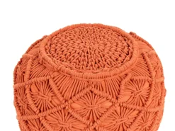 Pufe Em Algodao Macrame Laranja 40 X 40 Cm Berkane