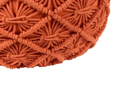 Pufe Em Algodao Macrame Laranja 40 X 40 Cm Berkane