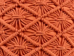 Pufe Em Algodao Macrame Laranja 40 X 40 Cm Berkane