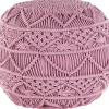 Pufe Em Algodao Macrame Rosa 40 X 40 Cm Kayseri