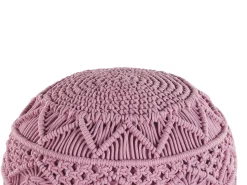 Pufe Em Algodao Macrame Rosa 40 X 40 Cm Kayseri