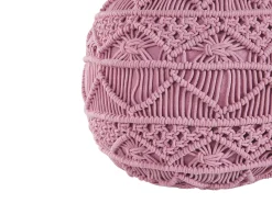 Pufe Em Algodao Macrame Rosa 40 X 40 Cm Kayseri