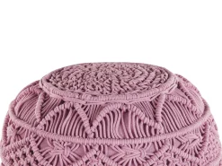 Pufe Em Algodao Macrame Rosa 40 X 40 Cm Kayseri
