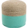 Pufe Em Algodao Verde Menta E Juta Cor Natural 46 Cm Dalama
