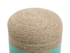 Pufe Em Algodao Verde Menta E Juta Cor Natural 46 Cm Dalama