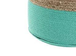 Pufe Em Algodao Verde Menta E Juta Cor Natural 46 Cm Dalama