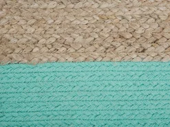 Pufe Em Algodao Verde Menta E Juta Cor Natural 46 Cm Dalama