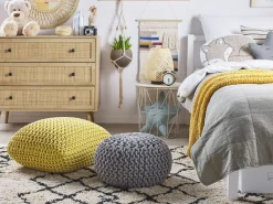 Pufe Em Tricot Amarelo 50 X 50 X 31 Cm Conrad