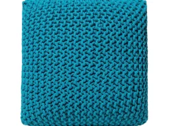 Pufe Em Tricot Azul Escuro 50 X 50 X 31 Cm Conrad