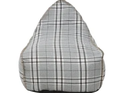 Pufe Poltrona Padrao Xadrez E Cinzento Linen Drop