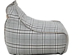 Pufe Poltrona Padrao Xadrez E Cinzento Linen Drop