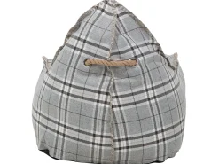Pufe Poltrona Padrao Xadrez E Cinzento Linen Drop