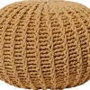 Pufe Redondo Em Tricot Amarelo 50 X 35 Cm Conrad Ii