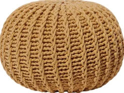 Pufe Redondo Em Tricot Amarelo 50 X 35 Cm Conrad Ii