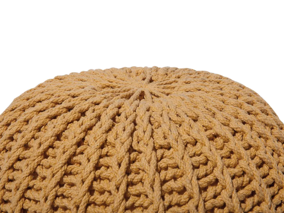 Pufe Redondo Em Tricot Amarelo 50 X 35 Cm Conrad Ii
