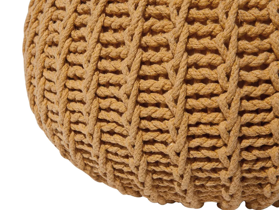 Pufe Redondo Em Tricot Amarelo 50 X 35 Cm Conrad Ii