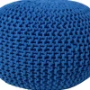 Pufe Redondo Em Tricot Azul 50 X 35 Cm Conrad