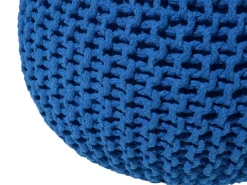 Pufe Redondo Em Tricot Azul 50 X 35 Cm Conrad