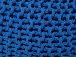 Pufe Redondo Em Tricot Azul 50 X 35 Cm Conrad