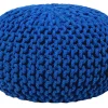 Pufe Redondo Em Tricot Azul Escuro 40 X 25 Cm Conrad
