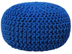Pufe Redondo Em Tricot Azul Escuro 40 X 25 Cm Conrad