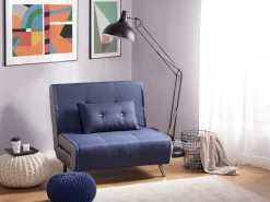 Pufe Redondo Em Tricot Azul Escuro 40 X 25 Cm Conrad