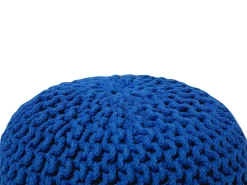 Pufe Redondo Em Tricot Azul Escuro 40 X 25 Cm Conrad