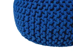 Pufe Redondo Em Tricot Azul Escuro 40 X 25 Cm Conrad