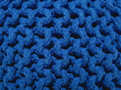 Pufe Redondo Em Tricot Azul Escuro 40 X 25 Cm Conrad