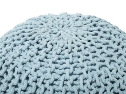 Pufe Redondo Em Tricot Azul Claro 50 X 35 Cm Conrad