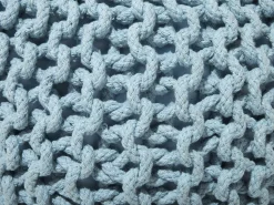 Pufe Redondo Em Tricot Azul Claro 50 X 35 Cm Conrad