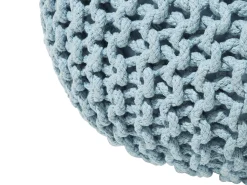 Pufe Redondo Em Tricot Azul Claro 50 X 35 Cm Conrad
